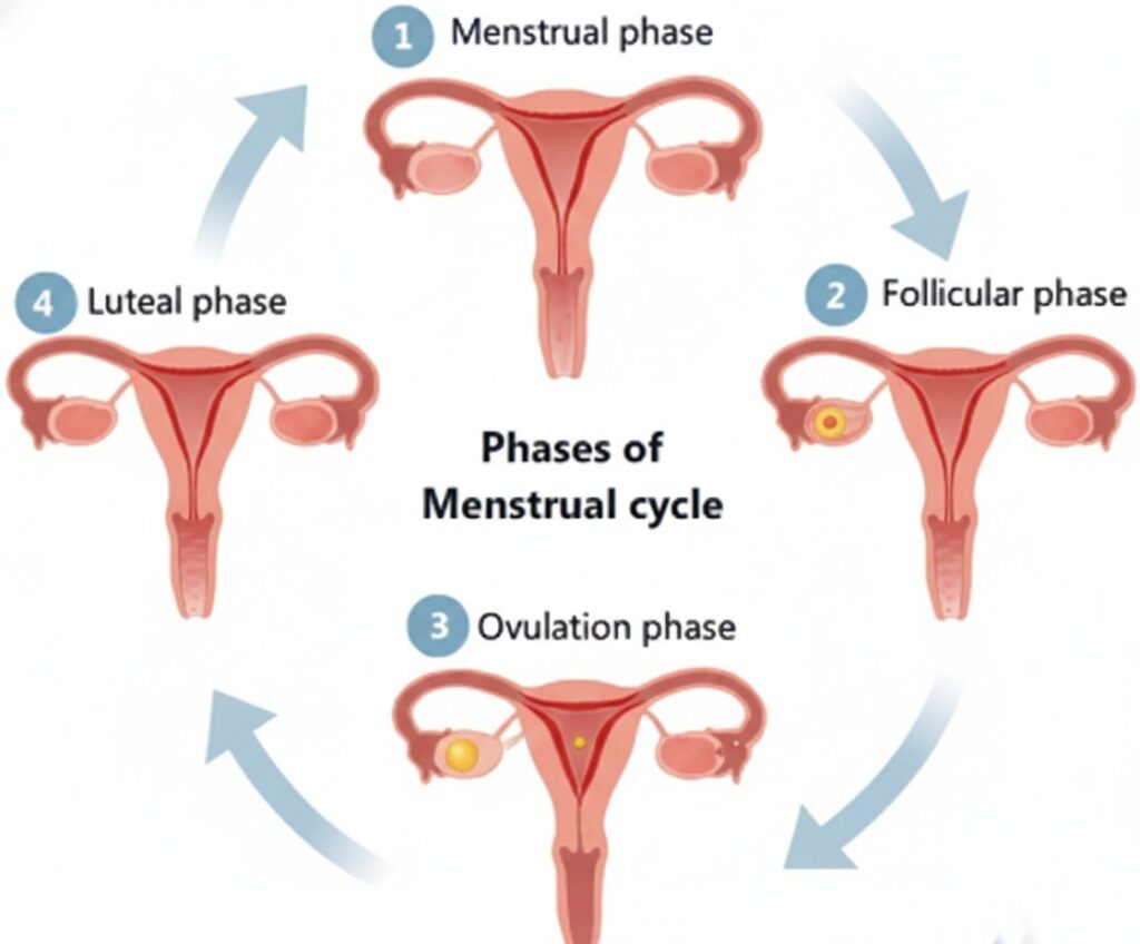 4 phases of the menstrual cycle,what are the 4 phases of the menstrual cycle,the 4 phases of the menstrual cycle, 4 hormonal phases of the menstrual cycle